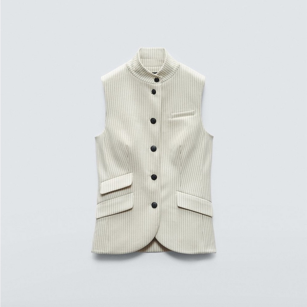 rag & bone Cream Vest with Stand-Up Collar